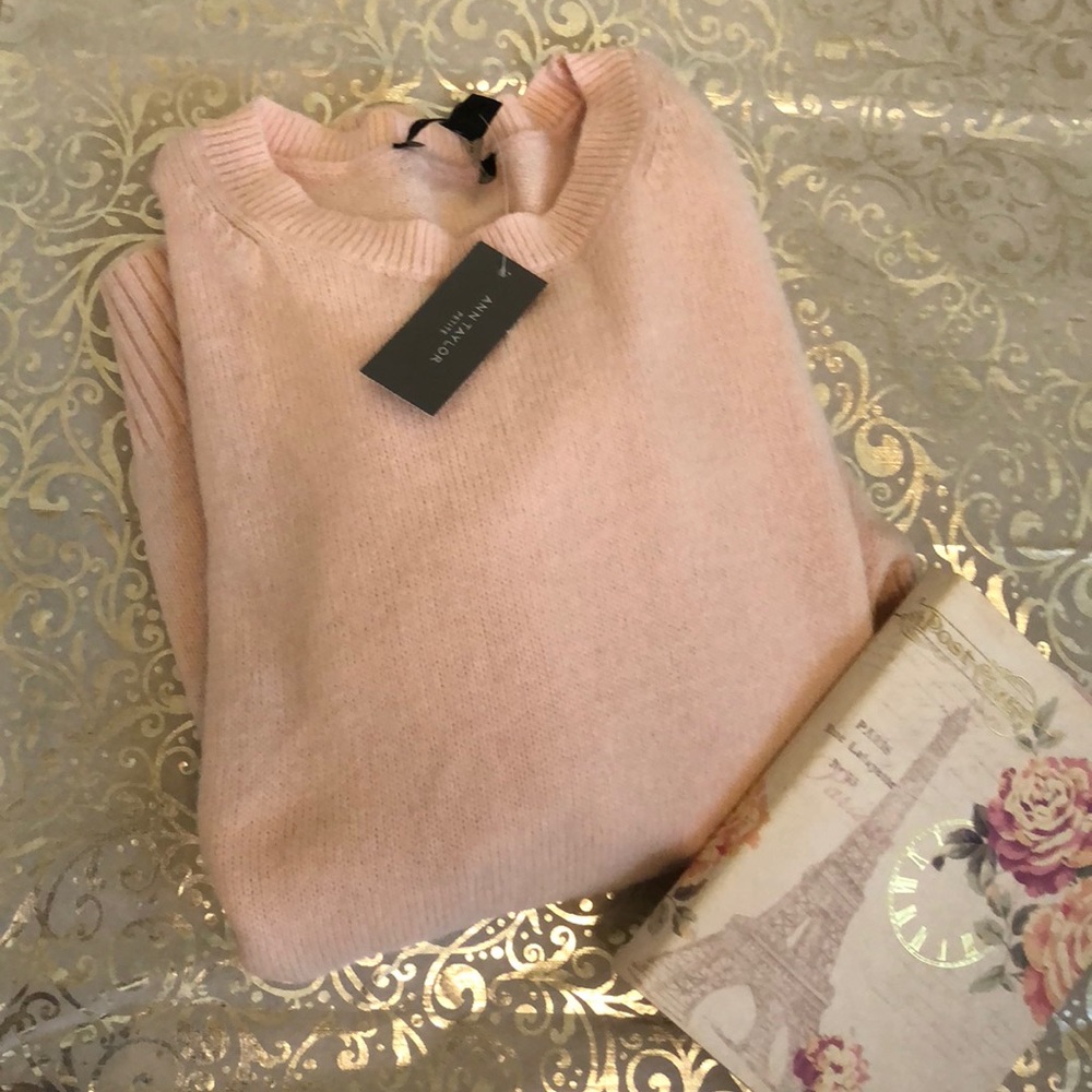 NWT Ann Taylor blush ruffle sleeves wool sweater - Picture 2 of 5